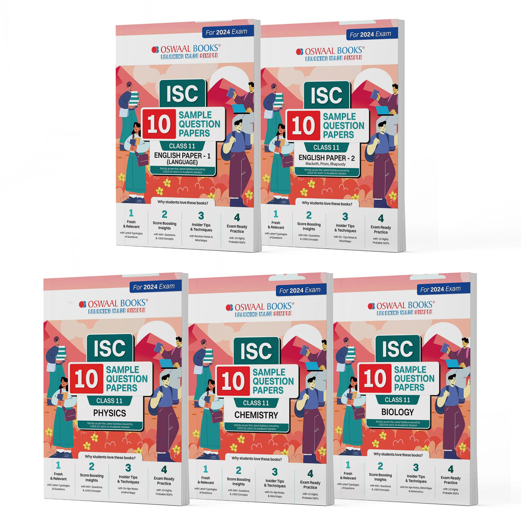 ISC 10 Sample Question Papers Class 11 Physics, Chemistry, Biology, English Paper-1 & 2 (Set of 5 Books)  For 2024 Exams (Based On The Latest CISCE/ISC Specimen Paper) Oswaal Books and Learning Private Limited