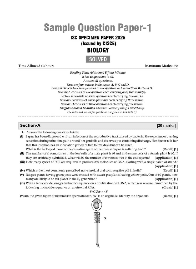 ISC | 10 Sample Question Papers | Class 12 | Biology (For 2025 Exam) Oswaal Books and Learning Private Limited