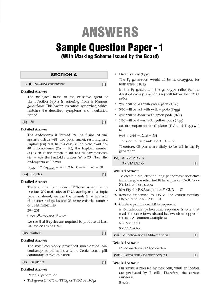 ISC | 10 Sample Question Papers | Class 12 | Biology (For 2025 Exam) Oswaal Books and Learning Private Limited