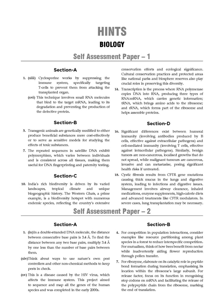 ISC | 10 Sample Question Papers | Class 12 | Biology (For 2025 Exam) Oswaal Books and Learning Private Limited