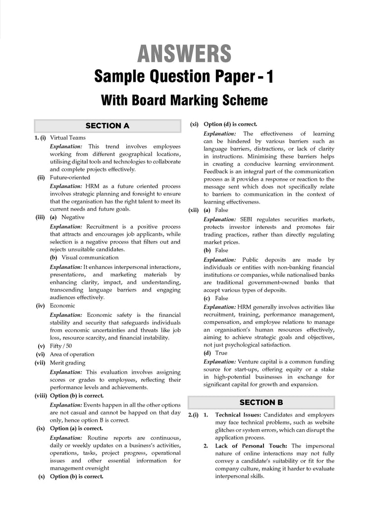 ISC | 10 Sample Question Papers | Class 12 | Business Studies (For 2025 Exam) Oswaal Books and Learning Private Limited