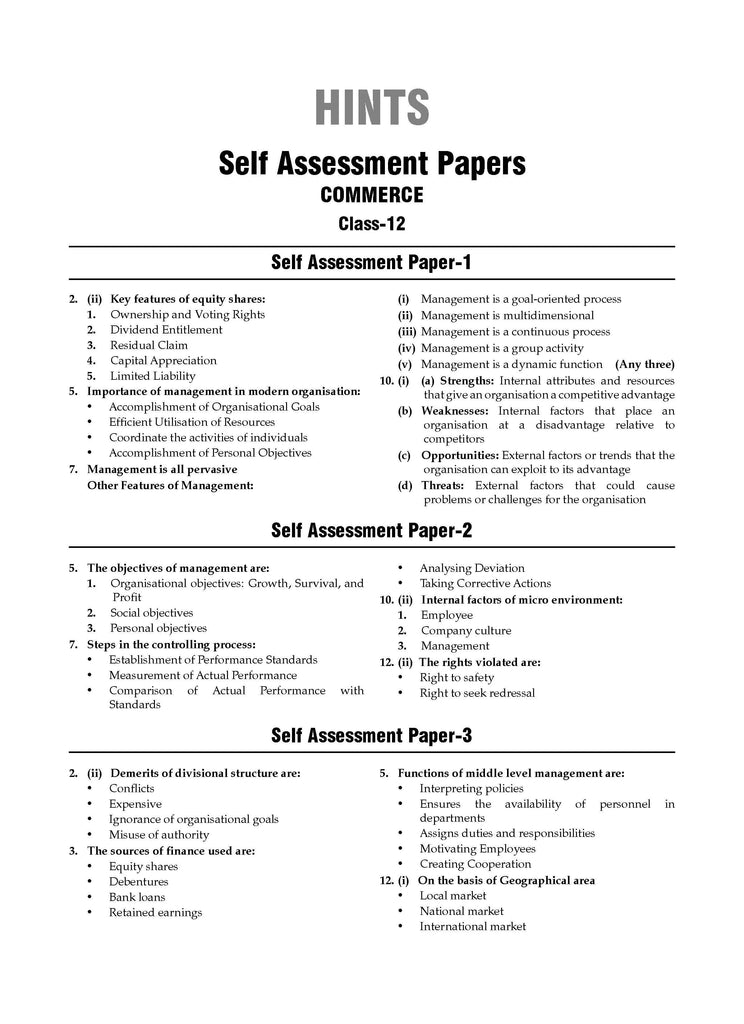 ISC | 10 Sample Question Papers | Class 12 | Commerce (For 2025 Exam) Oswaal Books and Learning Private Limited