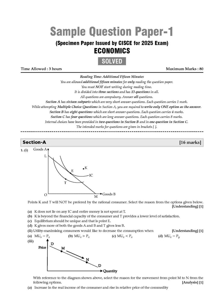 ISC | 10 Sample Question Papers | Class 12 | Economics (For 2025 Exam) Oswaal Books and Learning Private Limited