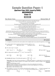 ISC | 10 Sample Question Papers | Class 12 | Mathematics (For 2025 Exam) Oswaal Books and Learning Private Limited