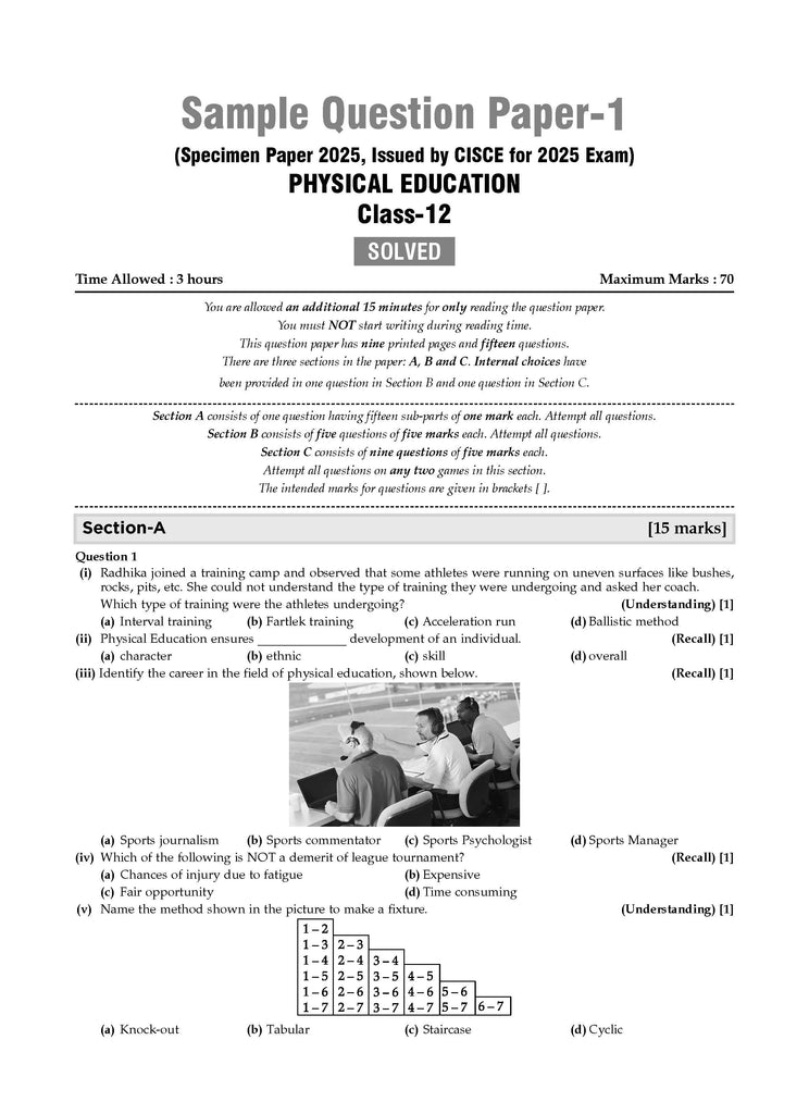 ISC | 10 Sample Question Papers | Class 12 | Physical Education (For 2025 Exam) Oswaal Books and Learning Private Limited