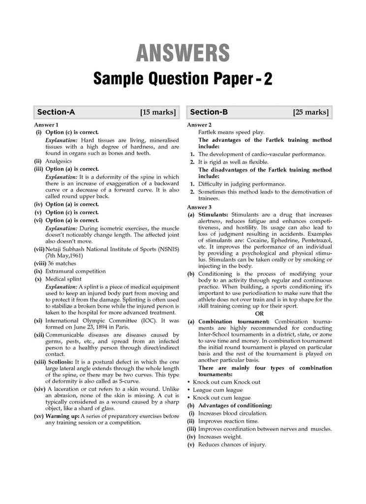 ISC | 10 Sample Question Papers | Class 12 | Physical Education (For 2025 Exam) Oswaal Books and Learning Private Limited