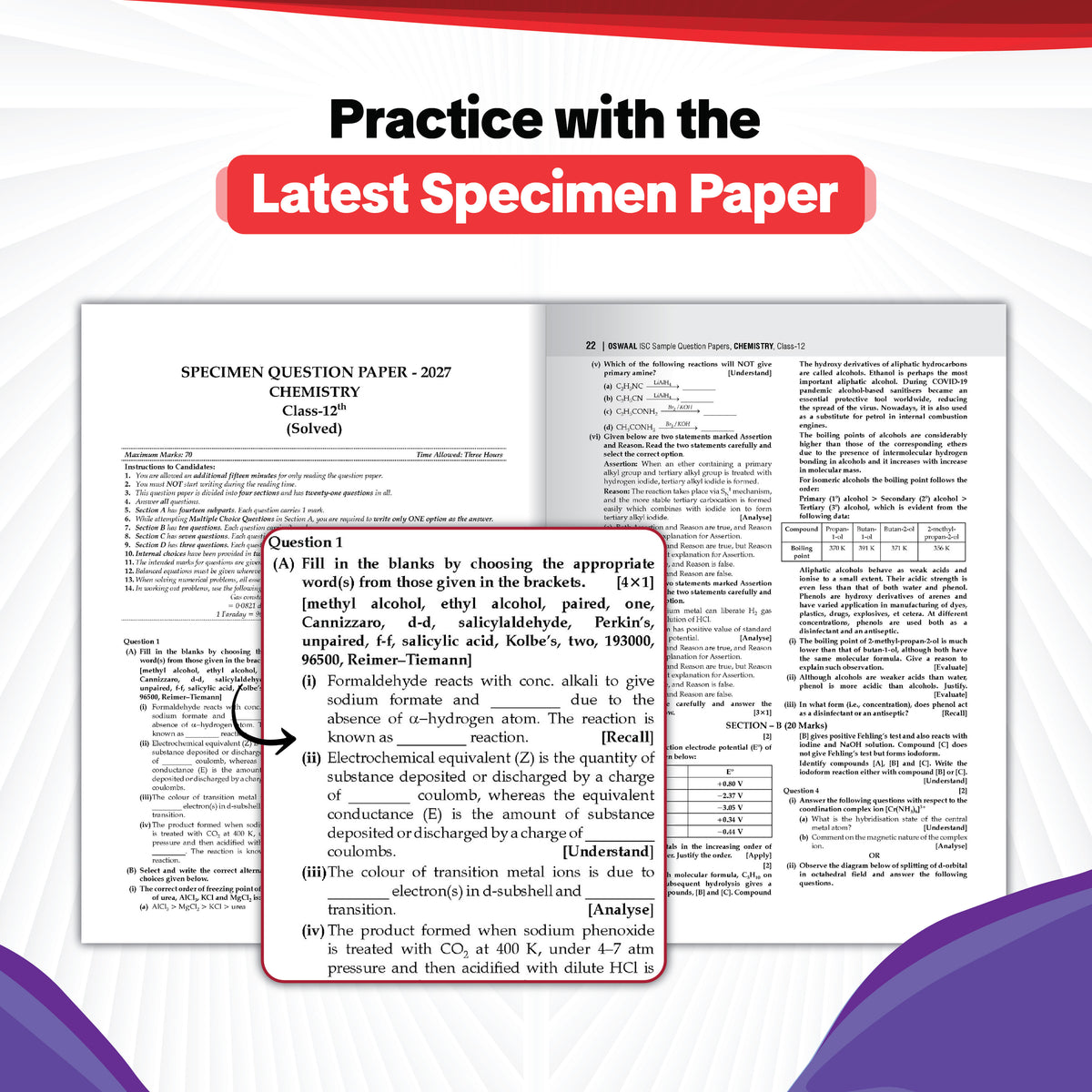 ISC | 10 Sample Question Papers | Class 12 | Chemistry (For 2027 Exam) Updated Version | With Oswaal AI