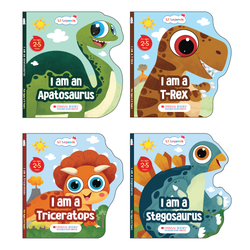 Lil Legends Dino Shaped Board Books for Kids | Set of 4 Books | Triceratops, Stegosaurus, Apatosaurus and T-Rex | Illustrated Dinosaur Picture Books | Ages 2+ Years | Board Book Set