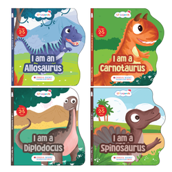 Lil Legends Dinosaur Shaped Board Books for Kids | Set of 4 Books | I am Spinosaurus, Carnotaurus, Allosaurus & Diplodocus | Durable Rhyming Books | Ages 2-5 Years | Board Book Set
