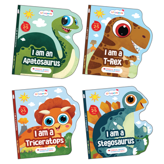 Lil Legends Dino Shaped Board Books for Kids | Set of 4 Books | Triceratops, Stegosaurus, Apatosaurus and T-Rex | Illustrated Dinosaur Picture Books | Ages 2+ Years | Board Book Set