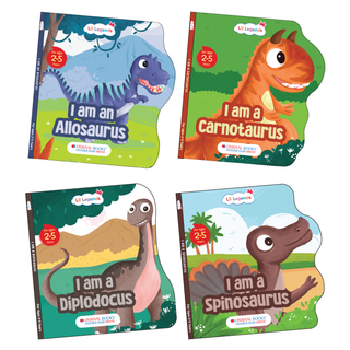 Lil Legends Dinosaur Shaped Board Books for Kids | Set of 4 Books | I am Spinosaurus, Carnotaurus, Allosaurus & Diplodocus | Durable Rhyming Books | Ages 2-5 Years | Board Book Set