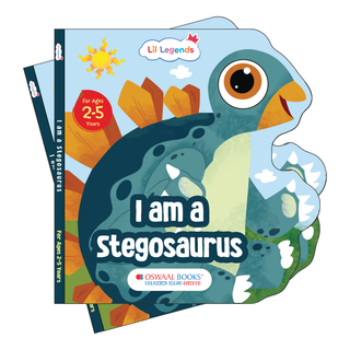 Lil Legends Dino Shaped Board Book for Kids | I am a Stegosaurus | Illustrated Dinosaur Story Book | Early Learning Picture Book | Age 2+ Years | Board Book | Durable
