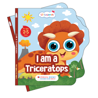 Lil Legends Dino Shaped Board Book for Kids | I am a Triceratops | Illustrated Dinosaur Story Book | Early Learning Picture Book | Age 2+ Years | Board Book | Durable