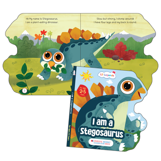 Lil Legends Dino Shaped Board Book for Kids | I am a Stegosaurus | Illustrated Dinosaur Story Book | Early Learning Picture Book | Age 2+ Years | Board Book | Durable