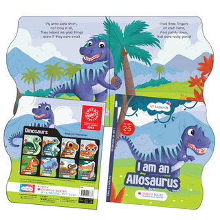 Lil Legends Dinosaur Shaped Board Books for Kids | Set of 4 Books | I am Spinosaurus, Carnotaurus, Allosaurus & Diplodocus | Durable Rhyming Books | Ages 2-5 Years | Board Book Set