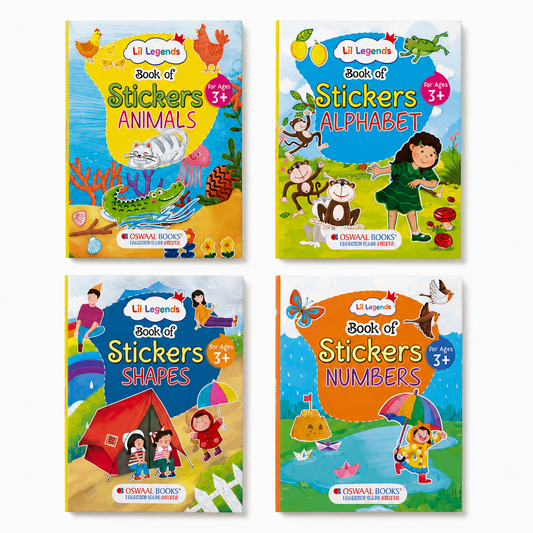 Lil Legends Books of Stickers Shapes, Numbers, Animals and Alphabets | Set of 4 for Age 3+ | Learn ABC, 123, Animal Names and Shapes With Fun Activities | For Nursery/LKG
