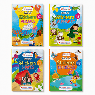 Lil Legends Books of Stickers Shapes, Numbers, Animals and Alphabets | Set of 4 for Age 3+ | Learn ABC, 123, Animal Names and Shapes With Fun Activities | For Nursery/LKG