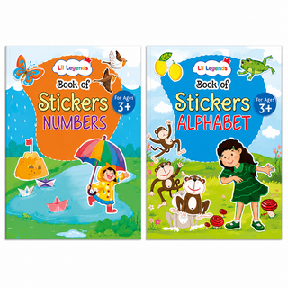 Lil Legends Books of Stickers Numbers and Alphabets | Set of 2 for Kids Age 3+ | Learn ABC and Counting With Fun Activities | Educational Workbook For Toddlers | For Nursery/LKG/UKG