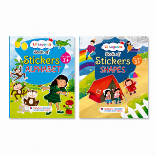 Lil Legends Books of Stickers Shapes and Alphabets | Set of 2 for Kids Age 3+ | Learn ABC and Shapes With Fun Activities | Educational Workbook | For Toddlers/Nursery/LKG