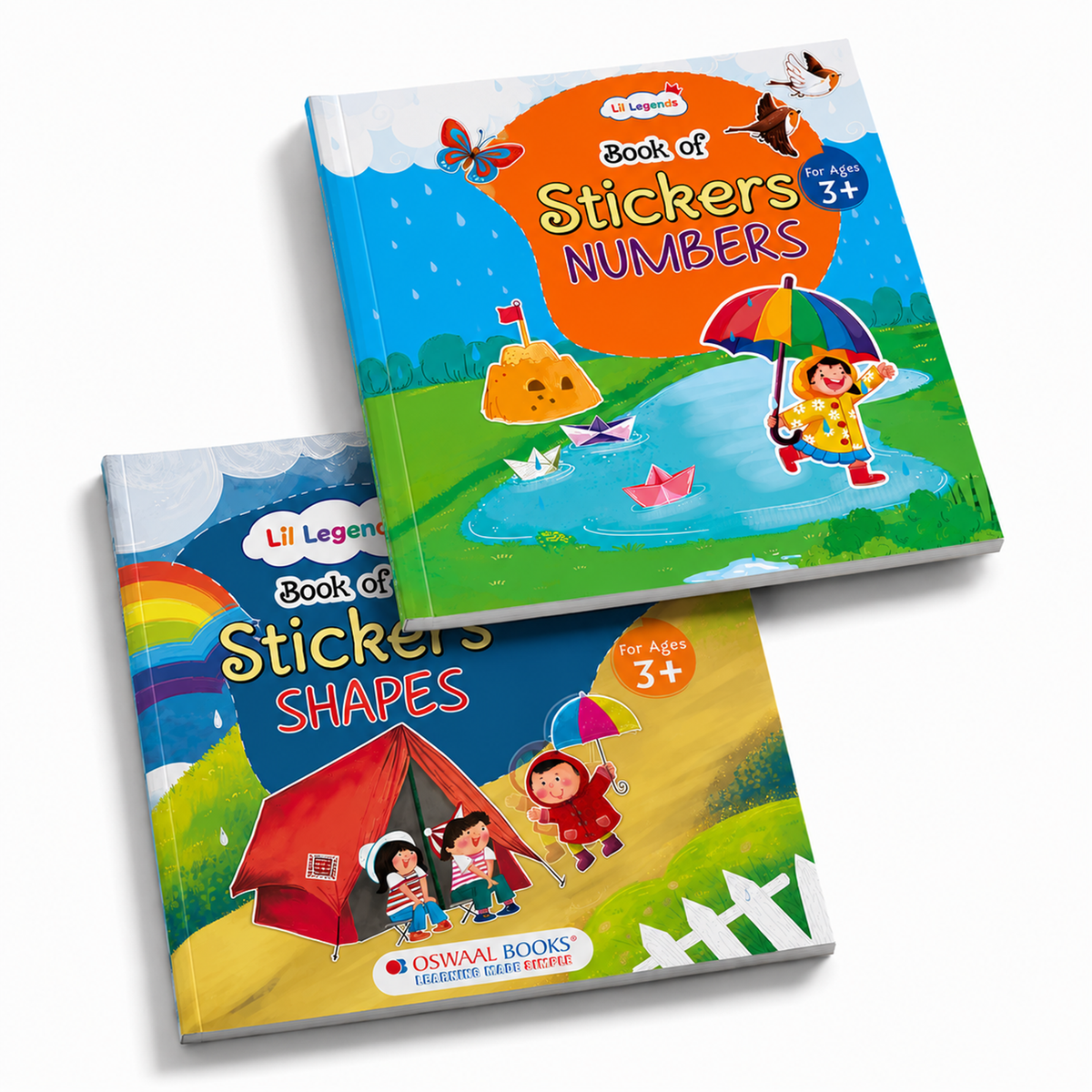 Oswaal Lil Legends Books of Stickers Shapes and Numbers | Set of 2 for Age 3+ | Learn Shapes and Counting With Fun Activities | Educational Workbook | For Toddlers/Nursery/LKG
