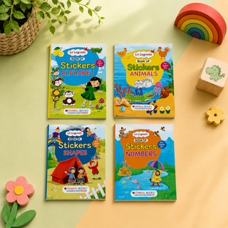 Lil Legends Books of Stickers Shapes, Numbers, Animals and Alphabets | Set of 4 for Age 3+ | Learn ABC, 123, Animal Names and Shapes With Fun Activities | For Nursery/LKG