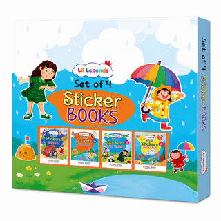 Lil Legends Books of Stickers Shapes, Numbers, Animals and Alphabets | Set of 4 for Age 3+ | Learn ABC, 123, Animal Names and Shapes With Fun Activities | For Nursery/LKG