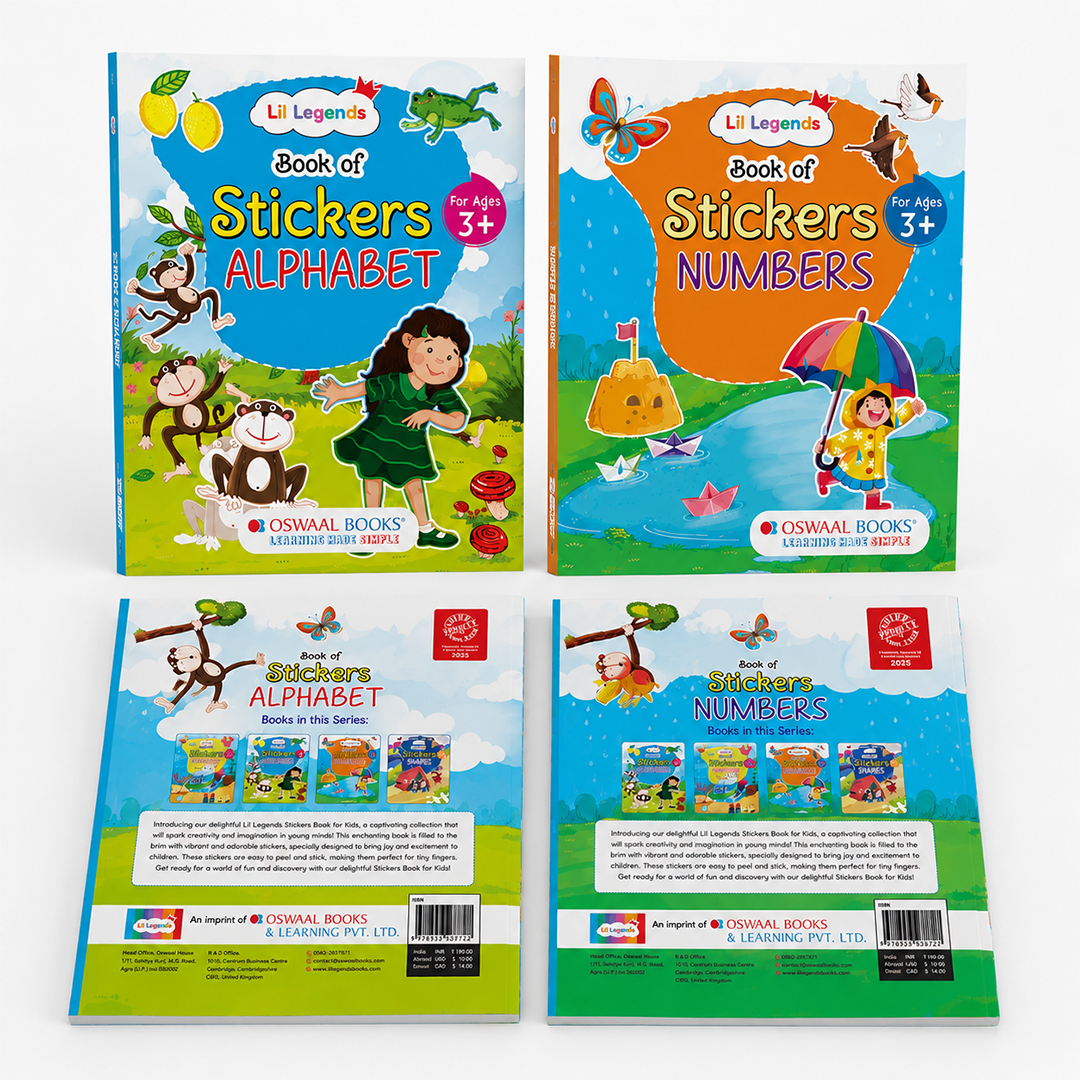 Oswaal Lil Legends Books of Stickers Numbers and Alphabets | Set of 2 for Kids Age 3+ | Learn ABC and Counting With Fun Activities | Educational Workbook For Toddlers | For Nursery/LKG/UKG