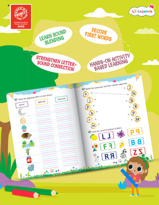 Lil Legends Incredible Phonics Level 1 Part 2 Main Book for Kids Age 3-5 Years | Sound Recognition, First Word Reading & Tracing Practice | Phonics Workbook for Nursery LKG Preschool