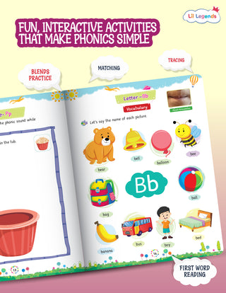 Lil Legends Incredible Phonics Level 1 Part 2 Main Book for Kids Age 3-5 Years | Sound Recognition, First Word Reading & Tracing Practice | Phonics Workbook for Nursery LKG Preschool