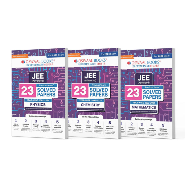 JEE Advanced 23 Years' Solved Papers (2002-2024) | Physics, Chemistry & Mathematics (Set of 3 Books) | For 2025 Exam