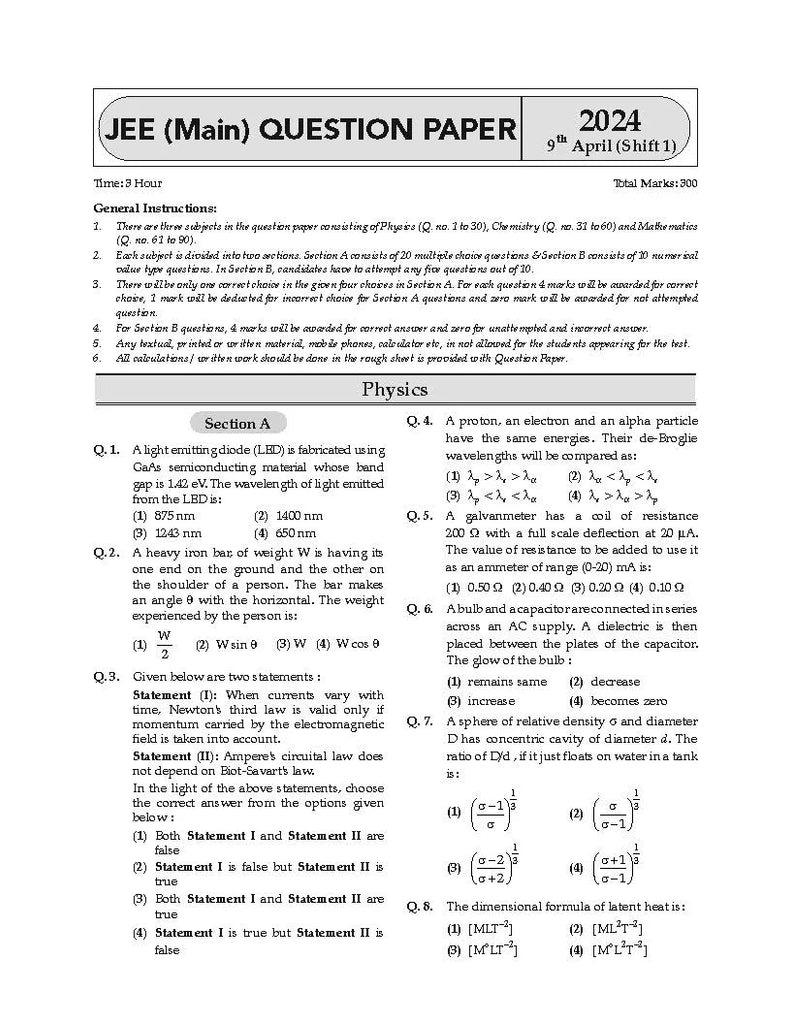 JEE (Main) 20 Shift-wise Solved Papers Physics, Chemistry, Mathematics, 2024 Jan, Feb & April Session 1& 2 (All Online Shifts) (For Latest Exam) Oswaal Books and Learning Private Limited