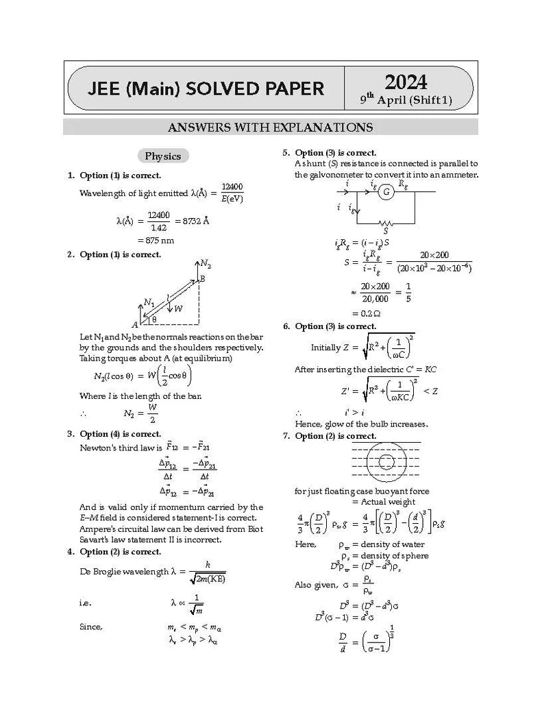 JEE (Main) 20 Shift-wise Solved Papers Physics, Chemistry, Mathematics, 2024 Jan, Feb & April Session 1& 2 (All Online Shifts) (For Latest Exam) Oswaal Books and Learning Private Limited