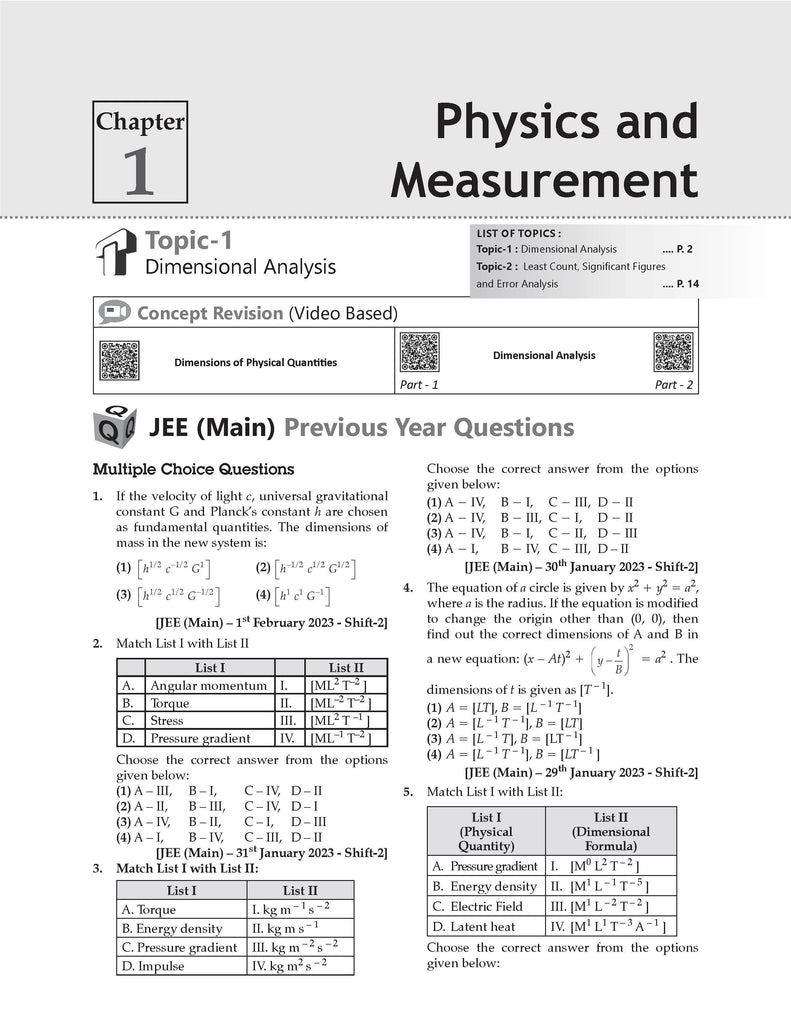 JEE (Main) Question Bank Physics | Chapter-wise & Topic-wise Solved Papers (2019-2024) | For 2025 Exam Oswaal Books and Learning Private Limited