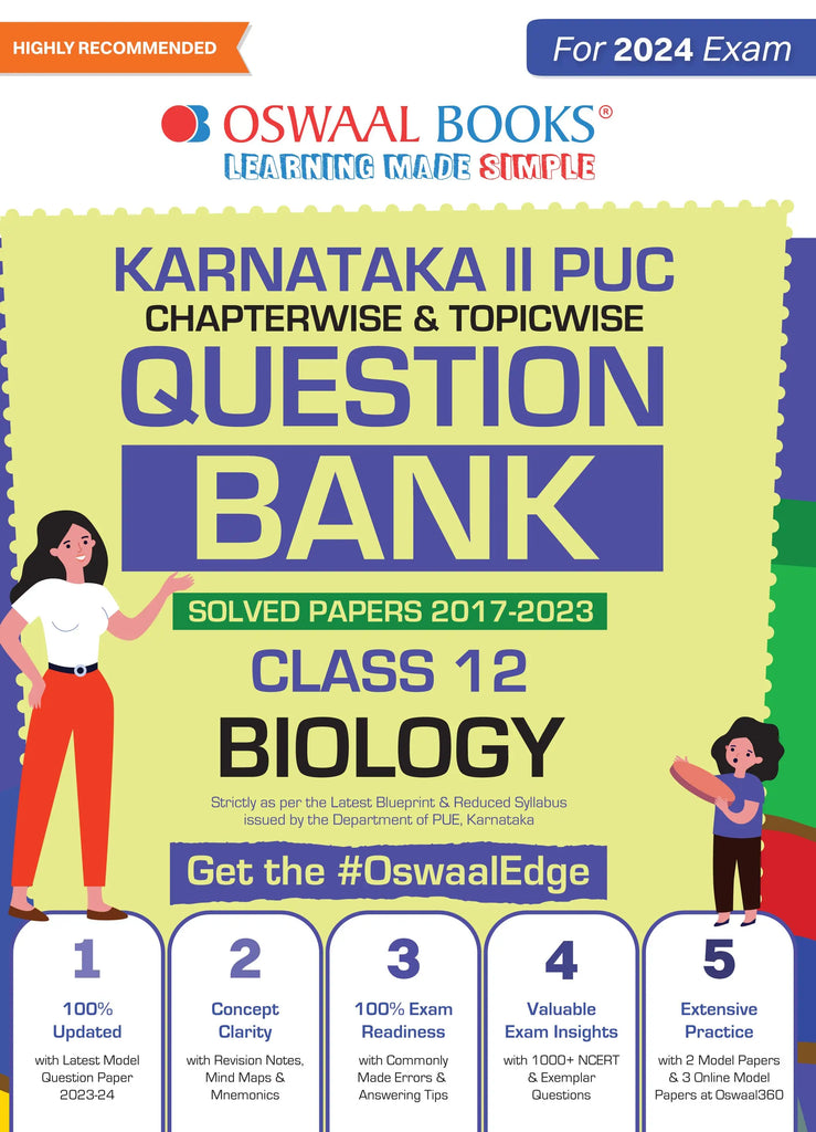 Karnataka 2nd PUC Question Banks Class 12 Biology, Chapterwise & Topicwise Previous Solved Papers (2017-2023) for Board Exams 2024