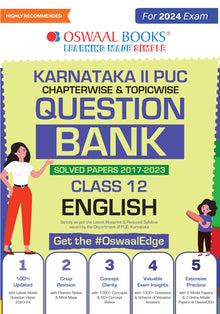 Karnataka 2nd PUC Question Bank  Class 12 English, Chapterwise & Topicwise Previous Solved Papers (2017-2023) for Board Exams 2024 - Oswaal Books and Learning Pvt Ltd