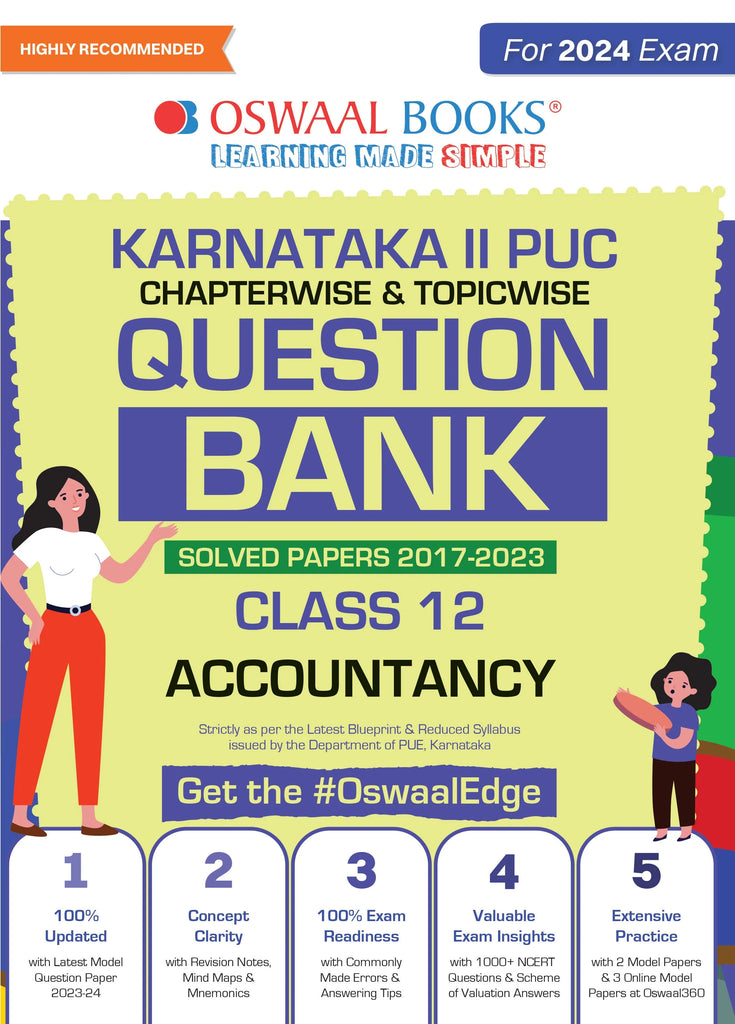 Karnataka 2nd PUC Question Bank  Class 12 Accountancy, Chapterwise & Topicwise Previous Solved Papers (2017-2023) for Board Exams 2024 Oswaal Books and Learning Private Limited