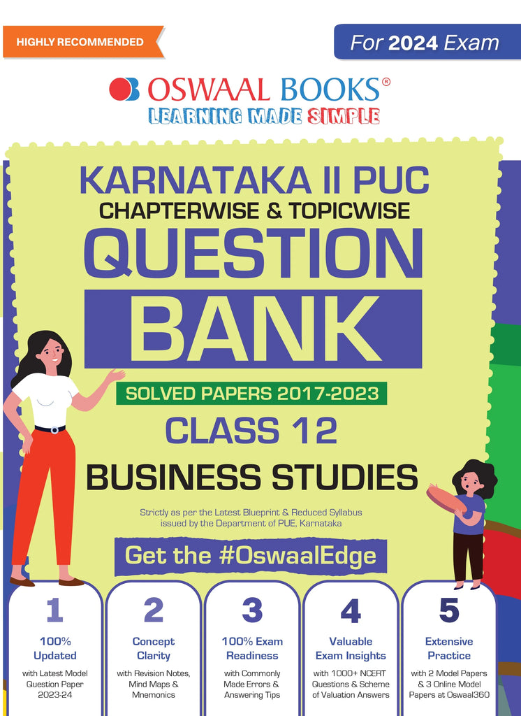 Karnataka 2nd PUC Question Bank  Class 12 Business Studies, Chapterwise & Topicwise Previous Solved Papers (2017-2023) for Board Exams 2024 Oswaal Books and Learning Private Limited
