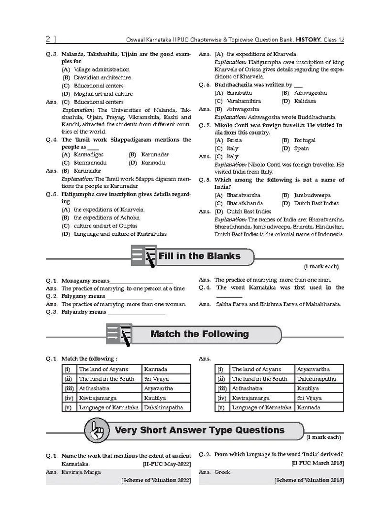 Karnataka 2nd PUC Question Bank  Class 12 History, Chapterwise & Topicwise Previous Solved Papers (2017-2023) for Board Exams 2024 Oswaal Books and Learning Private Limited