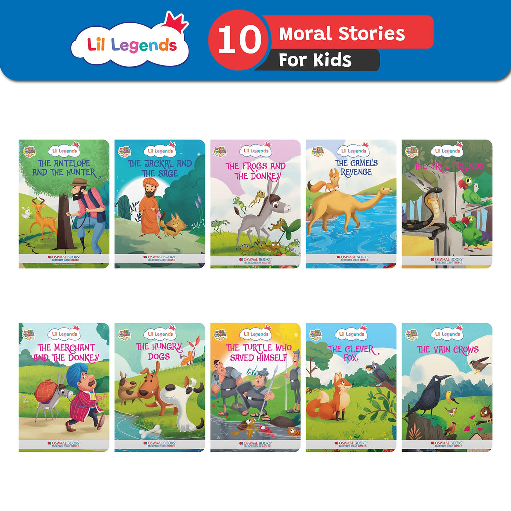 Illustrated Moral Stories for Kids 2+ | Short Bedtime Stories with Colorful Illustrations | Set of 10 Books | Lil Legends by Oswaal Books