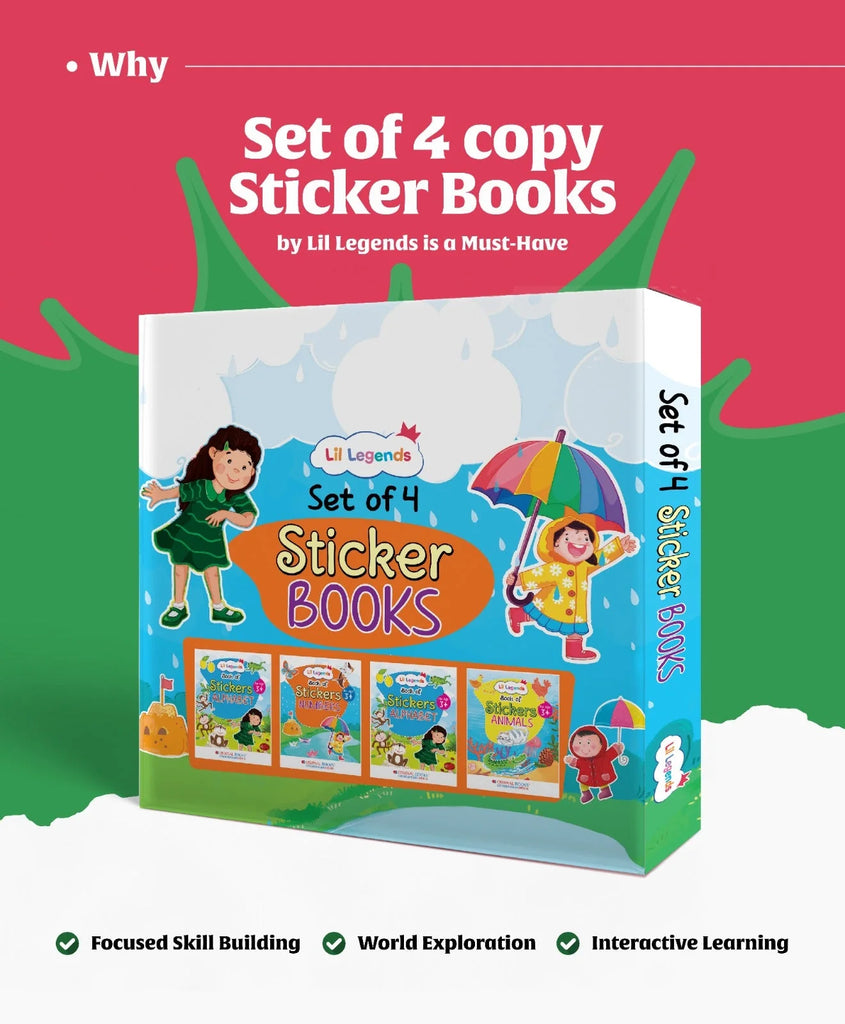 Lil Legend Gift Set: Boxset of 4 Sticker Books for Kids | Shapes, Numbers, Animals and Alphabets | Ideal for Ages 3+ Oswaal Books and Learning Private Limited