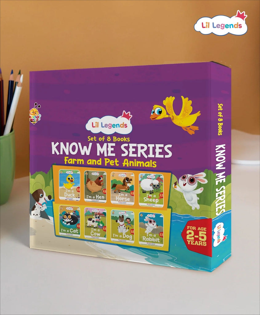 Lil Legend Gift Set: Know Me Series Boxset of 8 Fascinating Pet & Farm Animal Books for Kids | Featuring Sheep, Horse, Hen, Duck, Rabbit, Dog, Cow, Cat | Ideal for Ages 2+ Years Oswaal Books and Learning Private Limited