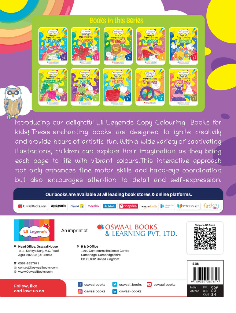 Lil Legends Book of Copy Colouring for kids,To Learn About Birds, Age 3 +