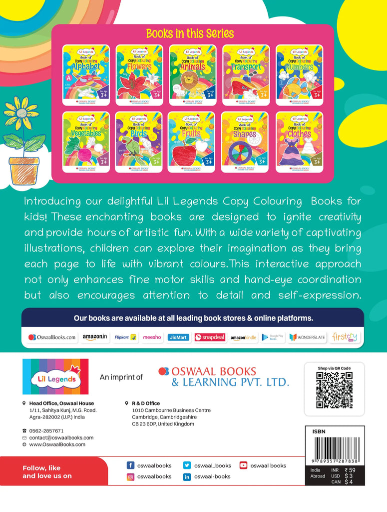 Lil Legends Book of Copy Colouring for kids,To Learn About Flowers, Age 3 +