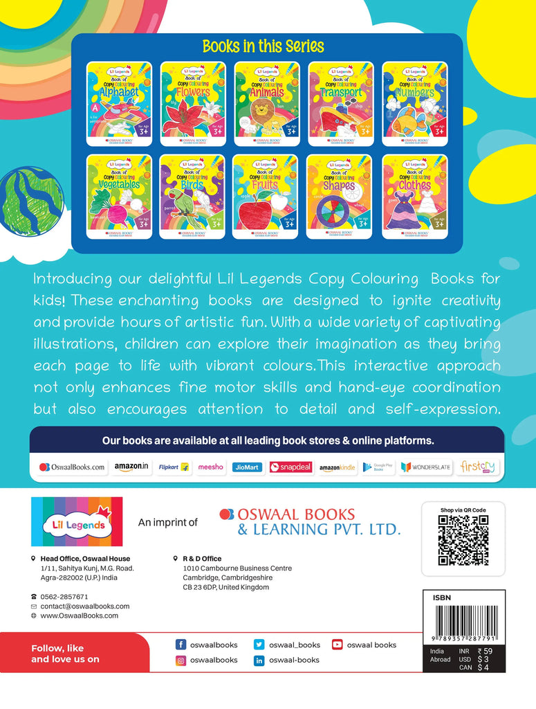 Lil Legends Book of Copy Colouring for kids,To Learn About Fruits, Age 3 +