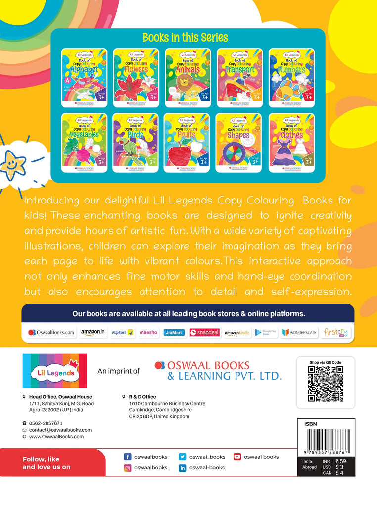 Lil Legends Book of Copy Colouring for kids,To Learn About Shapes, Age 3 +