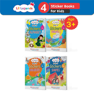 Lil Legends Books of Stickers (Set of 4 Books) For Kids, Age 3+, To Learn About Shapes, Numbers, Animals and Alphabets