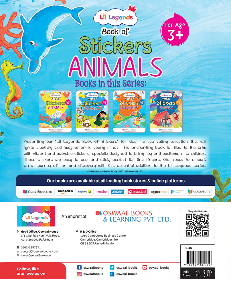 Lil Legends Stickers Book for Kids to Learn about Animals | 2 to 3 Year Old |