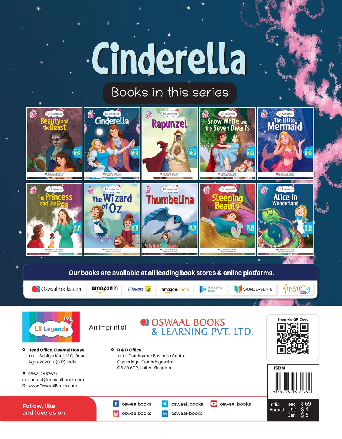 Lil Legends Fairy Tales- Cinderella, For Kids/Illustrated Story Book/Bed Time Story Book, Age 2-5 Years - Oswaal Books