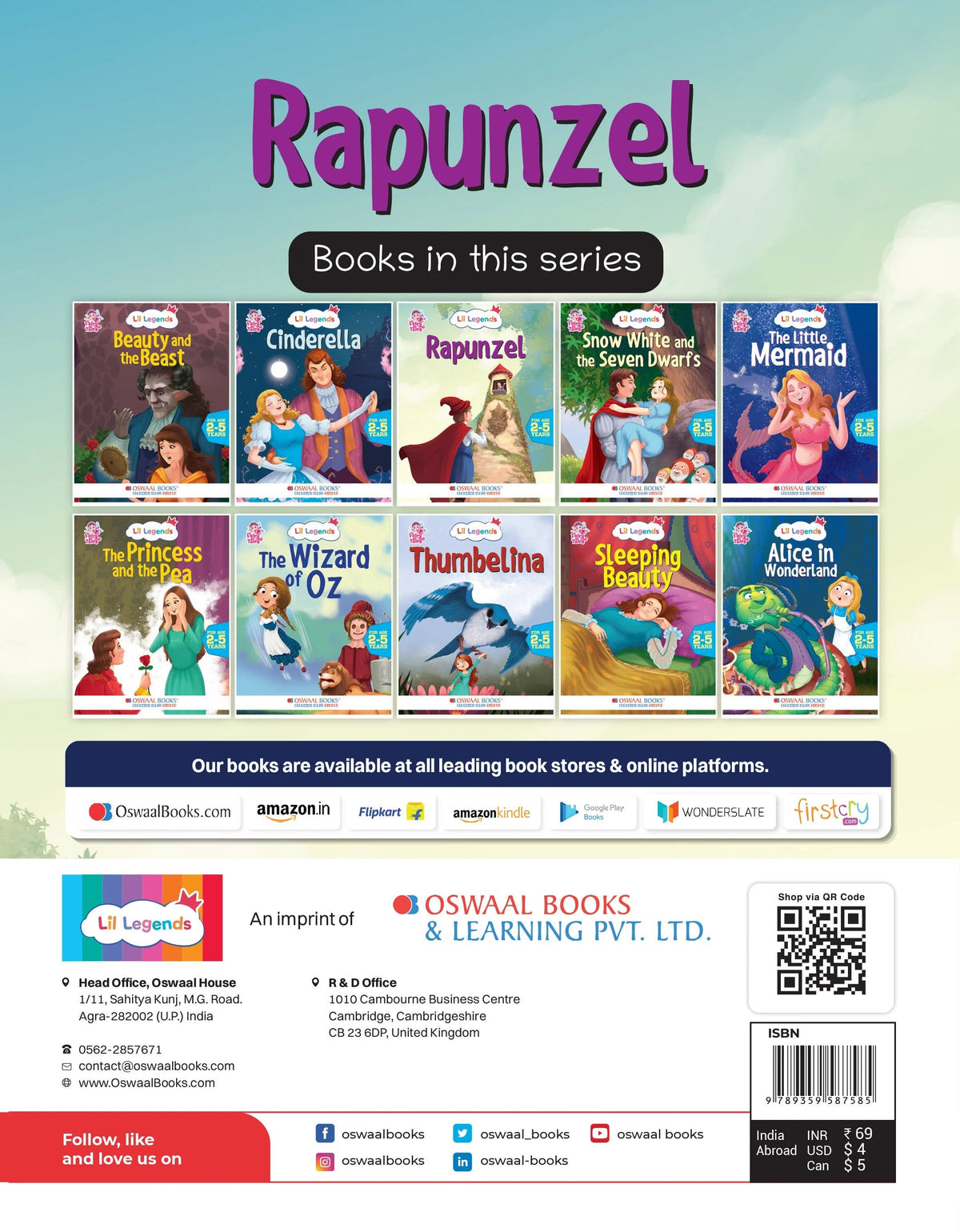 Lil Legends Fairy Tales-Rapunzel, For Kids/ Illustrated Story Book/ Bed Time Story Book,  Age 2-5 Years - Oswaal Books