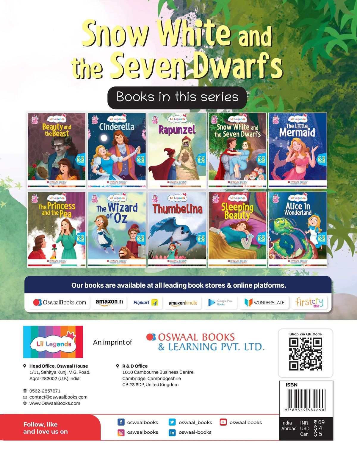 Lil Legends Fairy Tales- Snow White & the Seven Dwarfs, For Kids/Illustrated Story Book/Bed Time Story Book, Age 2-5 Years - Oswaal Books